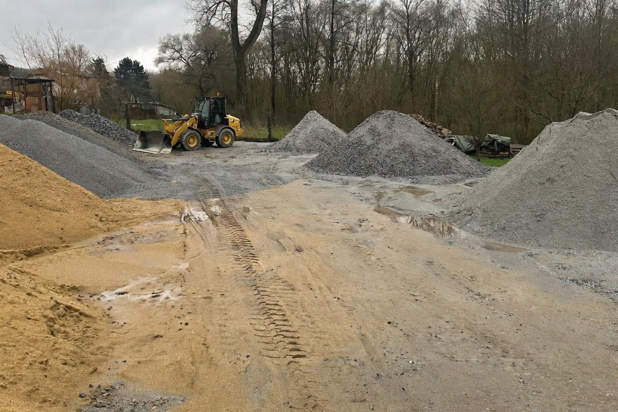 Skládka štěrku a písku Kostelec